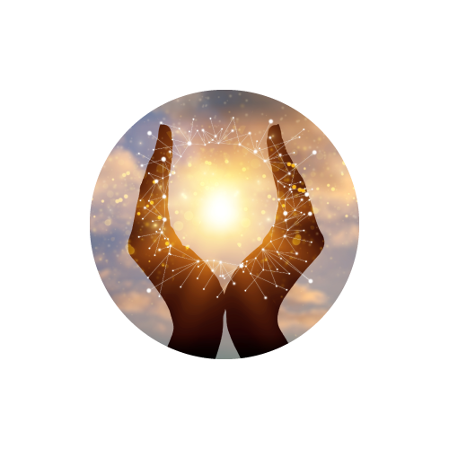 manos juntas rodeando el sol